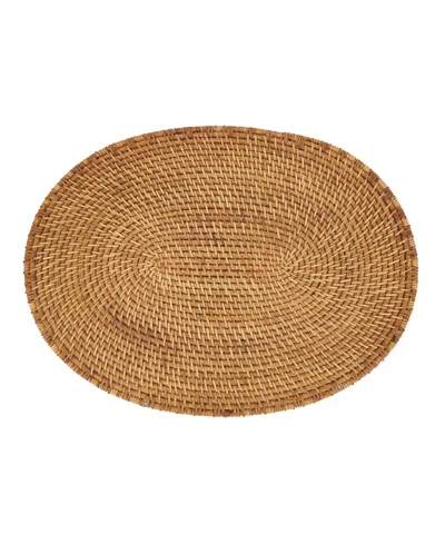 Saro Lifestyle Woven Rattan Placemats Set Of 4,14"x19" In Caramel
