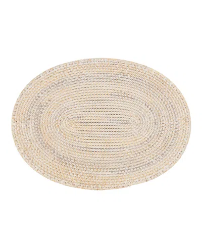 Saro Lifestyle Woven Rattan Placemats Set Of 4,14"x19" In White