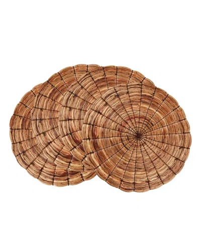 Saro Lifestyle Woven Water Hyacinth Round Placemats, Set Of 4 In Brown