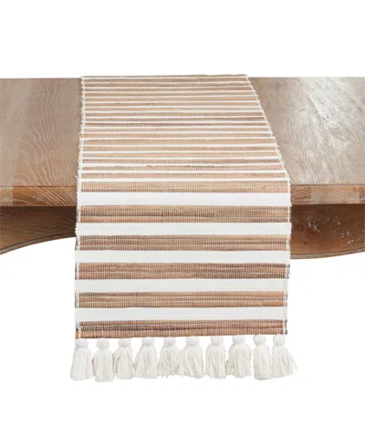 Saro Lifestyle Woven Water Hyacinth Table Runner, 14" X 72" In Brown
