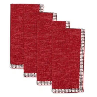 Saro Lily Studded 20" Napkin In Red