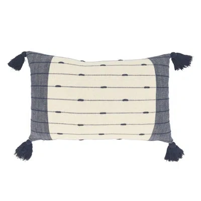 Saro Lincoln Cotton Throw Pillow In Pillow Cover Only - No Insert,navy,beige