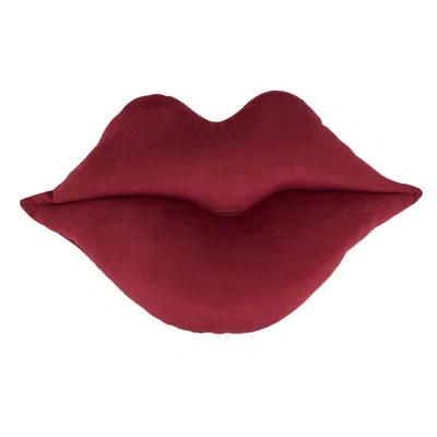 Saro Lips Polyester Filled Throw Pillow - Plush Shaped Throw Pillow For Glam Decor, Beauty Room Styling A In Red
