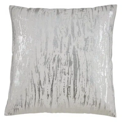 Saro Loretta Abstract Square Cotton Pillow Cover In Silver,cover Only