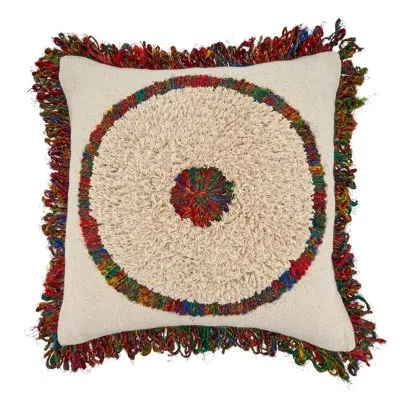 Saro Lucca Cotton Geometric Throw Pillow In Down