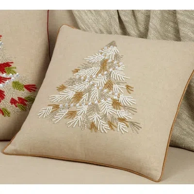 Saro Lumières Collection Cotton Throw Pillow Cover & Insert In Gold,polyester,polyfill