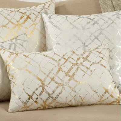 Saro Lustrous Pillow Collection Metallic Foil Print Pillow, Cover Only In Gold