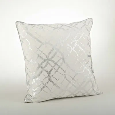 Saro Lustrous Square Cotton Pillow Cover In Silver