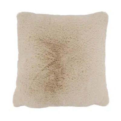 Saro Luxe Comfort Faux Rabbit Fur Poly Filled Throw Pillow
