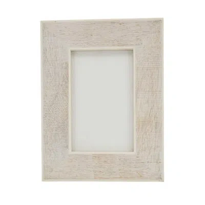 Saro Luxe Cross Hatch Bone + Wood Photo Frame