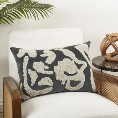 Saro Luxe Embroidered Velvet Poly Filled Throw Pillow
