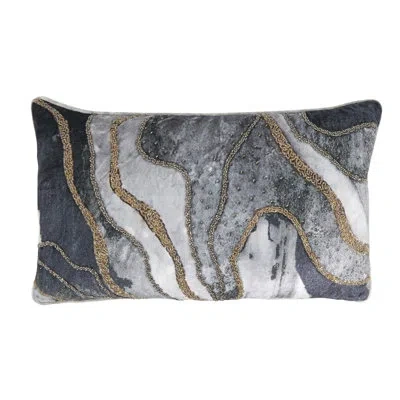 Saro Luxurious Embroidered Velvet Swirl Pillow Cover In No Insert