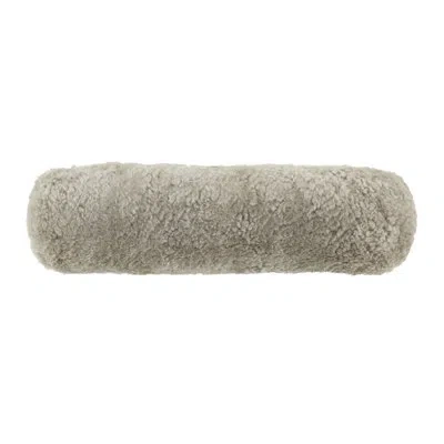 Saro Luxurious New Zealand Sheepskin Bolster Pillow With Soft Poly Fill In Gray