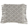 Saro Macramé Down Filled Cotton Throw Pillow In Grey