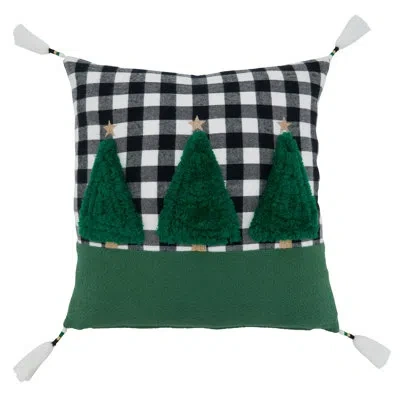 Saro Merry Martinique Collection Tree Design Square Pillow Cover & Insert In Polyester,polyfill
