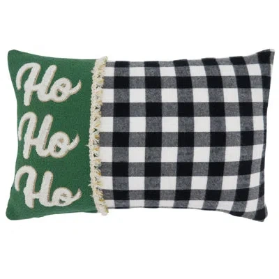 Saro Merry Martinique 'ho Ho Ho' Design Rectangular Pillow Cover & Insert In Pillow Cover Only - No Insert
