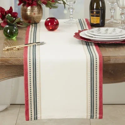 Saro Merry Pines Dobby Table Runner In Multi