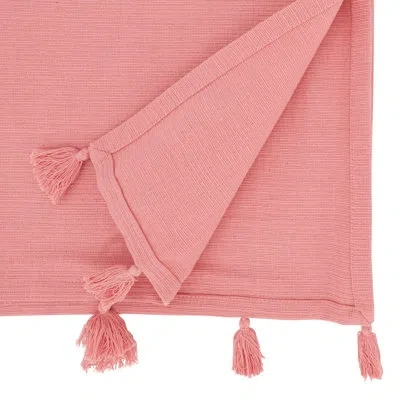 Saro Minimalist Luxe Tassel Table Runner In Pink