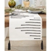 Saro Modern Luxe Diamond Woven Table Runner In Black,white
