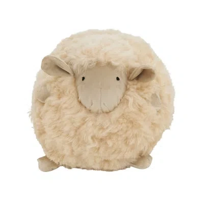Saro Mongolian Lamb Collection Wool Throw Pillow In Beige