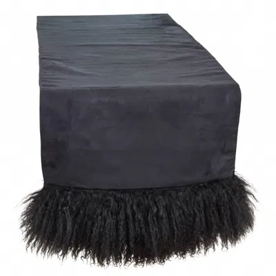 Saro Mongolian Lamb Fur Runner In Black