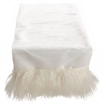 Saro Mongolian Lamb Fur Runner In Ivory