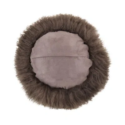 Saro Mongolian Lamb Fur Throw Pillow - Plush Textured Throw Pillow With Polyester Filled Support For Cozy In Brown