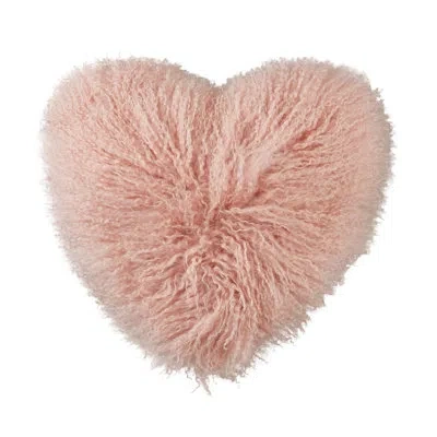 Saro Mongolian Lamb Pillows Throw Pillow In Rose