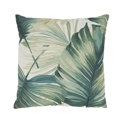 Saro Monstera Paradise Outdoor Poly Filled Throw Pillow