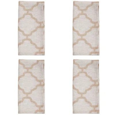 Saro Moroccan 4 Piece Napkin Set In Taupe