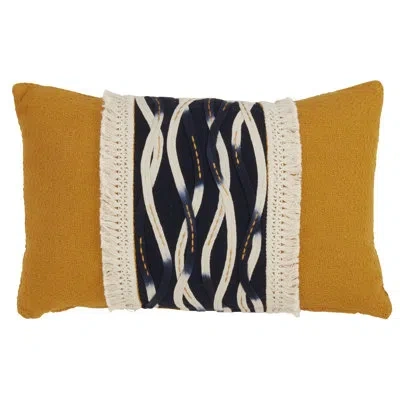 Saro Moutarde Cotton Down 12" Lumbar Pillow