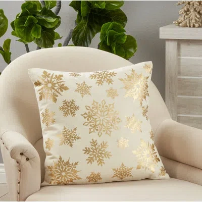 Saro Naledi Square Cotton Pillow Cover & Insert In Polyester,polyfill,gold