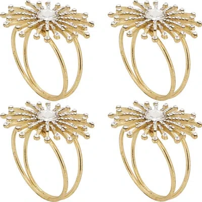 Saro Napkin Ring Collection Jewel Starburst Napkin Rings In Gold