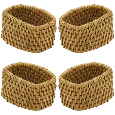 Saro Napkin Ring Set In Caramel