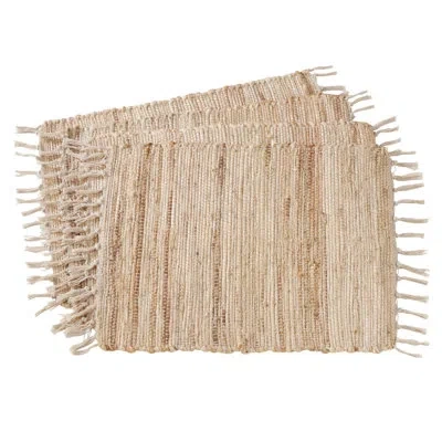 Saro Natural Chindi 20" Table Placemat In Beige
