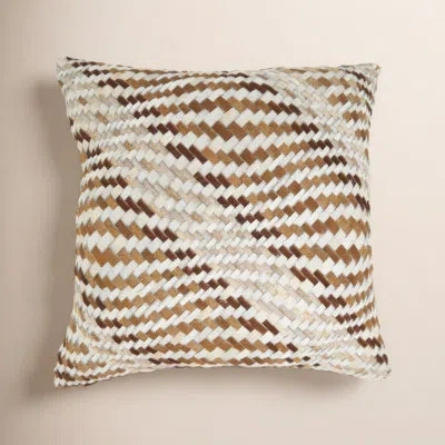 Saro Natural Hair-on Leather Pillow In No Insert