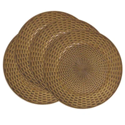 Saro Natural Look Faux Rattan Charger Plate (set Of 4) In Brown