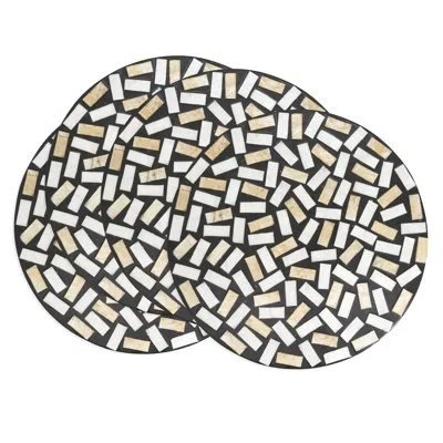 Saro Natural Shell Fragment Placemat (set Of 4) In Black