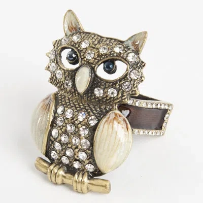Saro Nature's Touch Owl Napkin Ring In Bronze