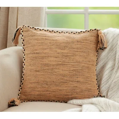 Saro Nautica Square Cotton Pillow Cover In Clay