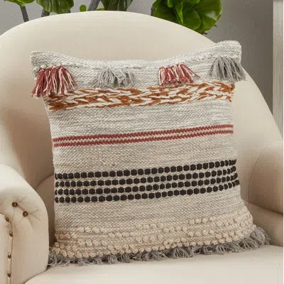 Saro Neith Square Cotton Pillow Cover & Insert In Down Blend