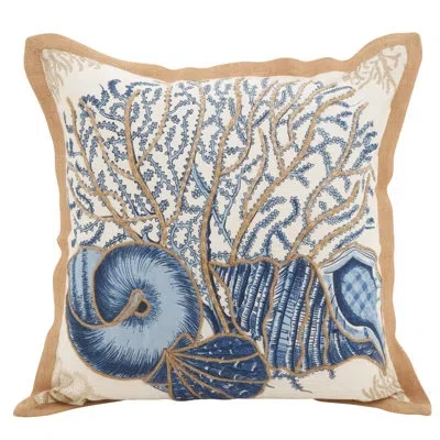 Saro Neptunian Seashells Cotton Throw Pillow
