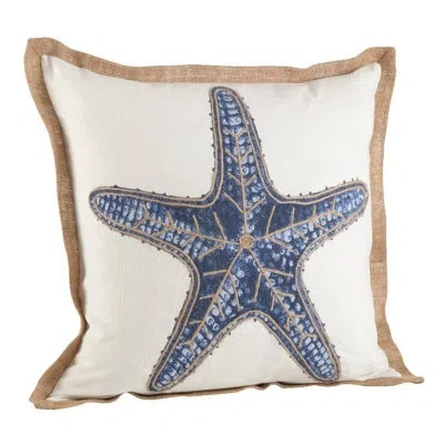 Saro Neptunian Star Fish Cotton Down Throw Pillow In Multi