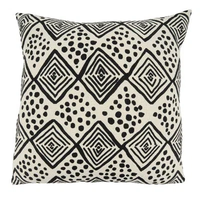 Saro Noir Cotton Geometric 22" Throw Pillow Cover