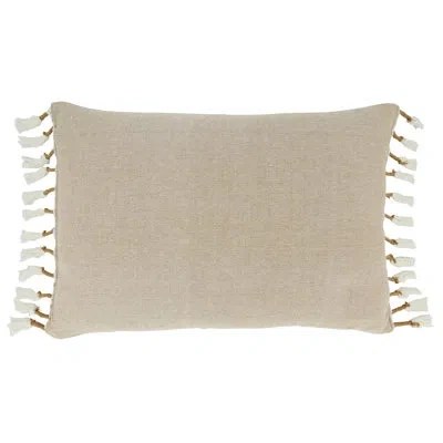 Saro Ocean Spray Design Cotton Lumbar Pillow Cover In Pillow Cover Only - No Insert,natural