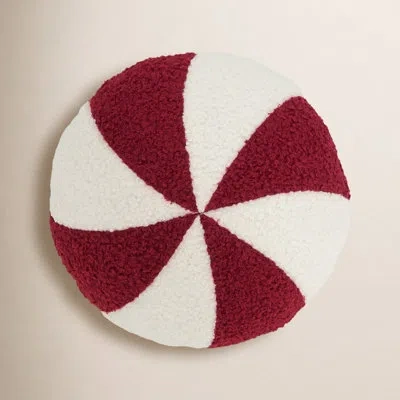 Saro Peppermint Polyester Throw Circle Pillow Cover & Insert