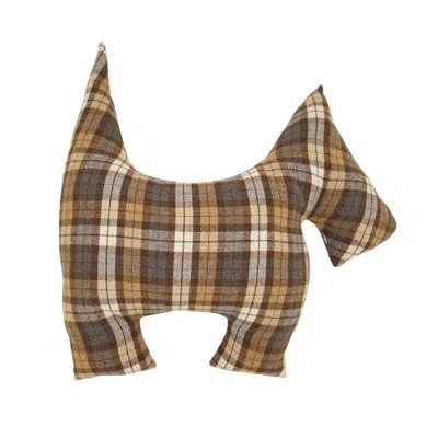 Saro Plaid Scotty Dog Poly Filled Throw Pillow In Brown