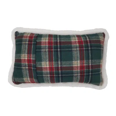 Saro Plaid Sherpa Throw Pillow Cover - Cozy Holiday Throw Pillow Cover For Christmas Living Room And Bedr In Does Not Apply