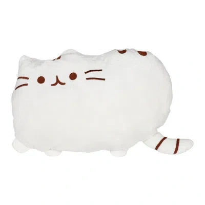 Saro Plush Cat Polyester Filled Throw Pillow - Novelty Decorative Throw Pillow With Embroidered Cat Face  In White