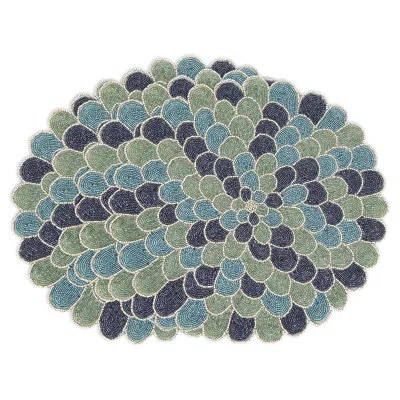 Saro Polyester No Pattern Round Placemat In Blue
